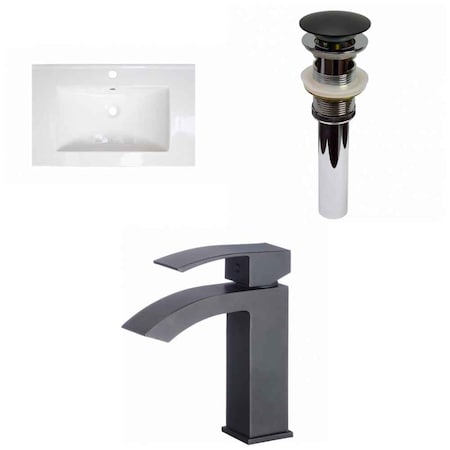 American Imaginations 24-in. W 1 Hole Ceramic Top Set In White Color - Overflow Drain Incl. AI-30028